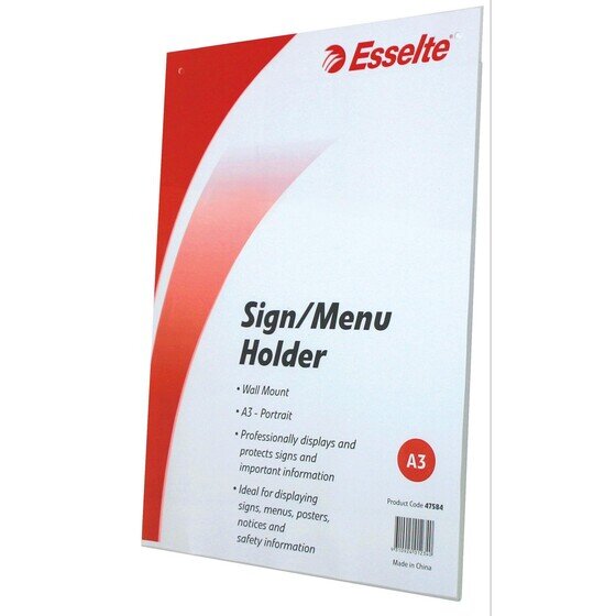 ESSELTE Sign/Menu Holder – Wall Mount, A3 Portrait