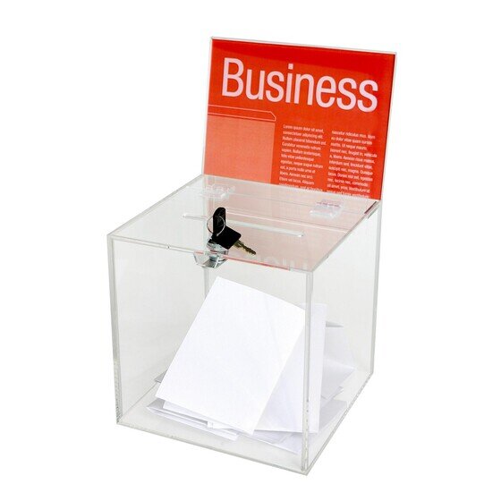 Esselte Small Clear Ballot Box with Lock & Removable Header Card