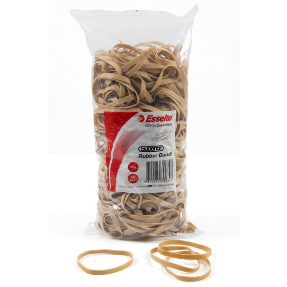 Esselte Superior Rubber Bands Size 64 – Natural Rubber, One-Piece Construction
