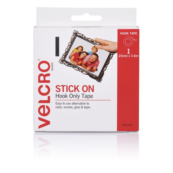 Velcro Hook Only Tape 25mm x 3.6m White Dispenser
