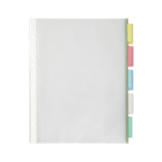 Marbig A4 Indices & Dividers – 5 Tab PP, Clear Front Pockets