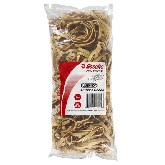 Esselte Superior Rubber Bands Size 63 – Natural Rubber, One-Piece Construction