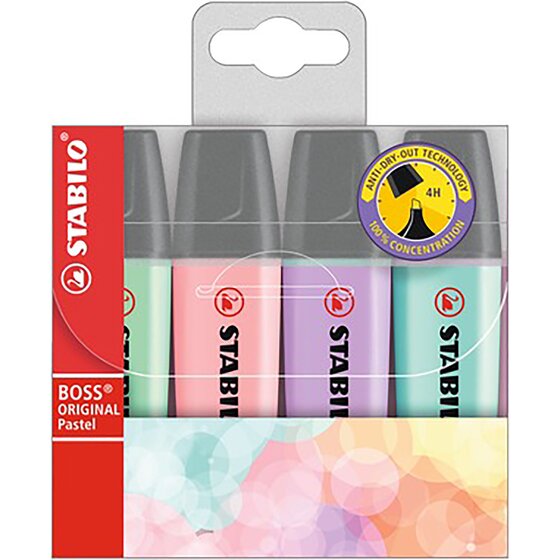 Stabilo Boss Pastel Highlighter Assorted – Wallet of 4