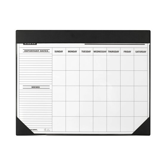 Sasco Undated Desk Calendar Planner, Black PVC, 455 x 580 mm