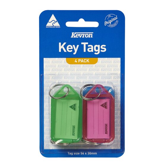 Kevron ID5 Keytags, Assorted Colours, Pack of 4 – Plastic Key Identification Tags