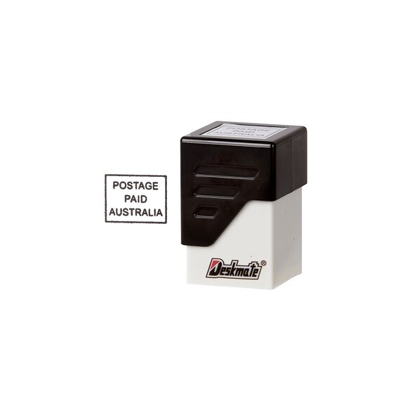 DESKMATE Pre-Inked 'Postage Paid Australia' Stamp – Black, ~20,000 Impressions