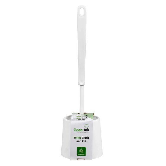 Cleanlink Toilet Brush and Pot – White, Colour-Coded, Vertical Storage