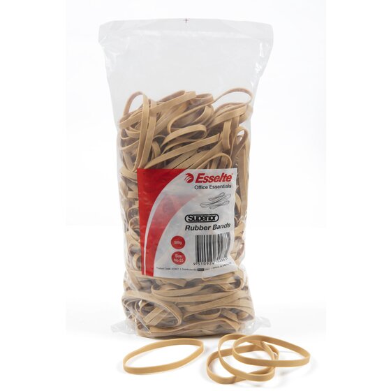 Esselte Superior Rubber Bands Size 65 – Natural Rubber, One-Piece Construction