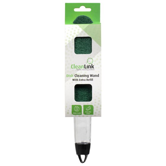 Cleanlink Dish Wand with Refill Sponge – Clear/Black