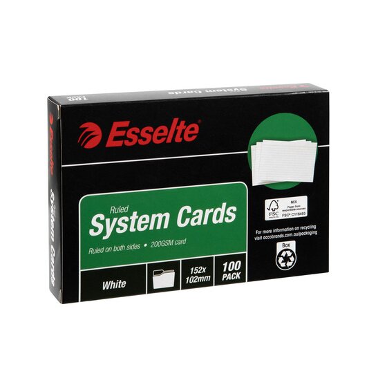 Esselte System Cards 152×102mm (6×4) White – Pack of 100