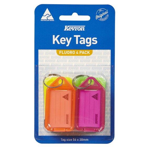 Kevron ID38 Keytags Fluoro Assorted – Pack of 4