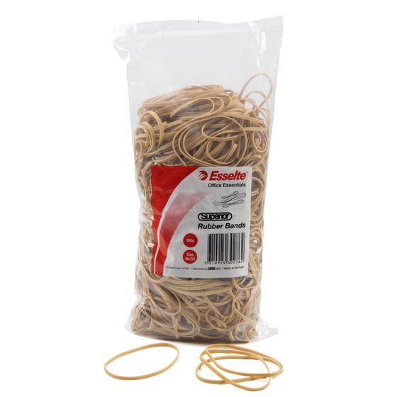 Esselte Superior Rubber Bands Size 34 – Natural Rubber, One-Piece, Uniform Thickness