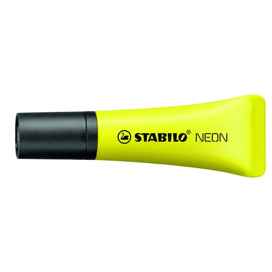 STABILO Neon Highlighter Yellow – Box of 10 | Fibre Chisel Nib, 2–5mm Line Width