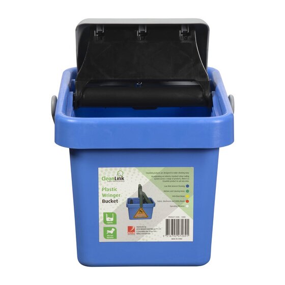 Cleanlink 9L Blue Bucket with Plastic Wringer – Colour-Coded Janitorial