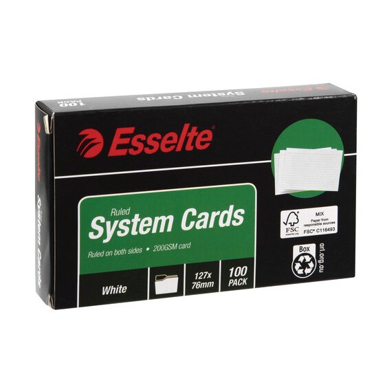 Esselte System Cards 127×76mm (5×3) White – Pack of 100