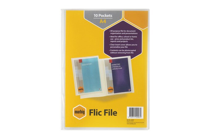 Display File Flic MARBIG FLIC FILE 10 POCKET INSERT COVER CLEAR | DISPLAY BOOKS - NON ...