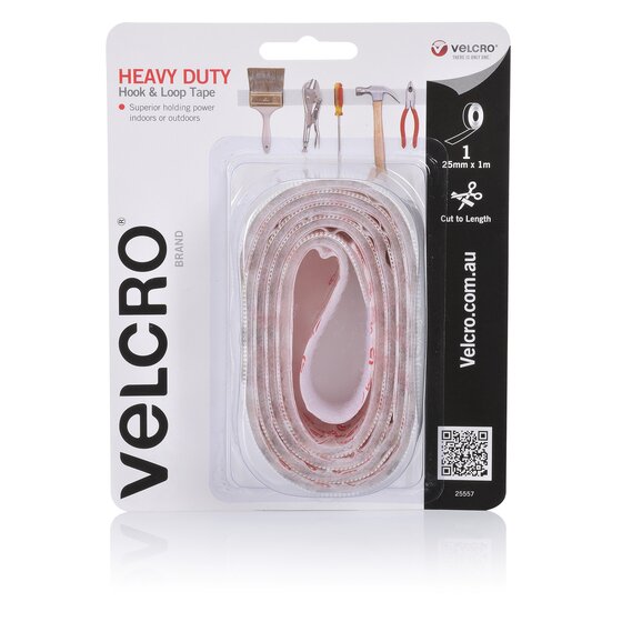 Velcro HD Hook and Loop Tape 25mm x 1m White