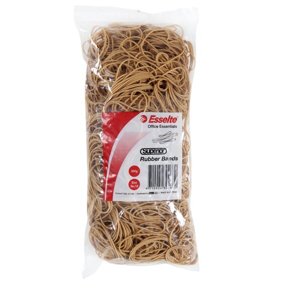 Esselte Superior Rubber Bands – Size 18 | Natural Rubber, One-Piece
