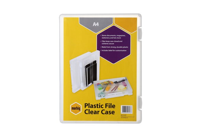 MARBIG PLASTIC A4 FILE CASE CLEAR W/CLIP LABEL | PORTABOXES | ACCO Partner
