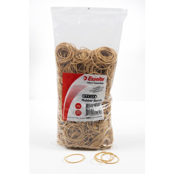 Esselte Superior Rubber Bands Size 16 – Natural Rubber, One-Piece Strength