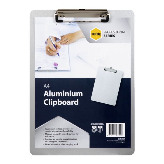 Marbig Aluminium Clipboard A4 – Thick Compressed, Sturdy Writing Surface
