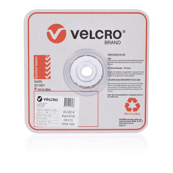 Velcro Strip Hook Side 25mm x 25m White Bulk Roll – Indoor & Outdoor Use