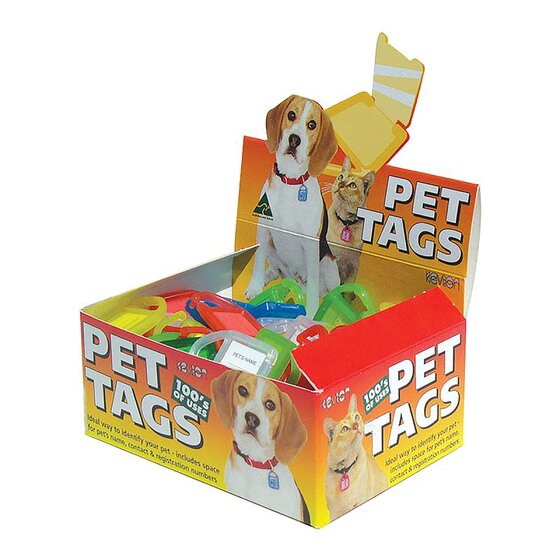 Kevron ID33 Pet Tags – Assorted Colours, Display Box of 100
