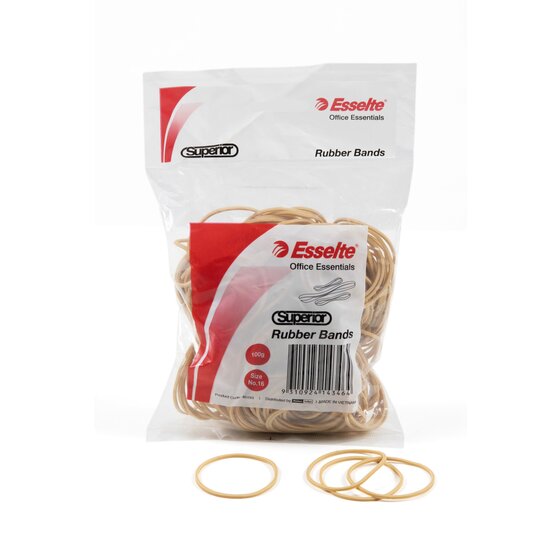 Esselte Superior Rubber Bands – Size 16 | Natural Rubber Office & Warehouse Bands
