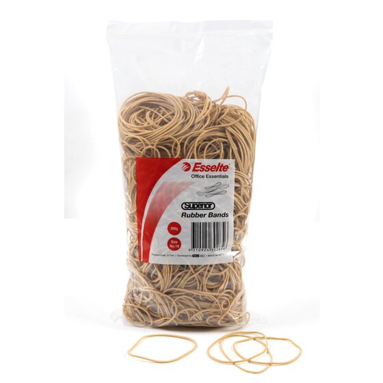 Esselte Superior Rubber Bands – Size 19 | Natural Rubber, One-Piece