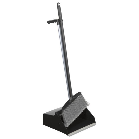 CLEANLINK Lobby Pan Set Black & Grey – Broom + Pan, 880mm