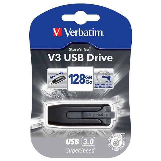 Verbatim Store 'n' Go v3 USB 3.0 Flash Drive – 128GB Grey