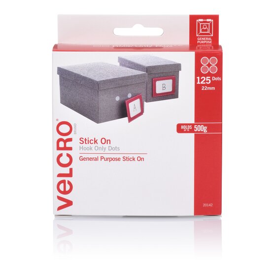 Velcro Spots Hook 22mm White – 125 Pack Peel-and-Stick Fasteners for Posters, Charts & Classroom Displays