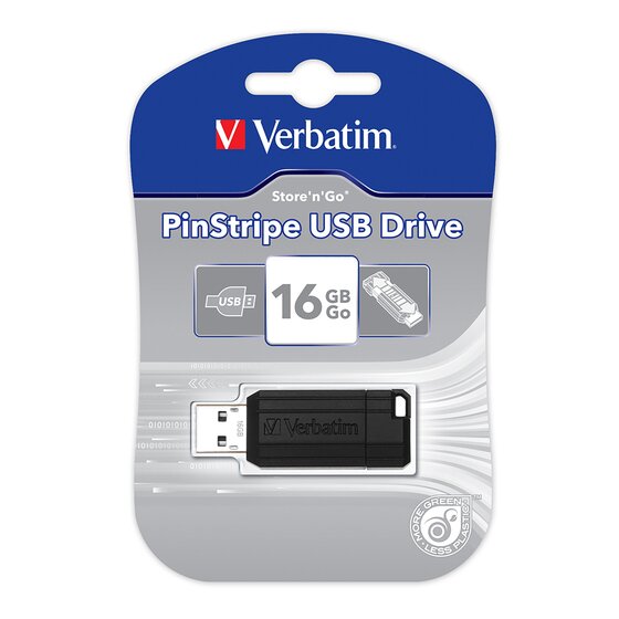 Verbatim Store 'n' Go Pinstripe USB Drive – Black, 16GB