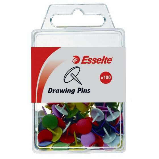 Esselte Drawing Pins – Pack of 100 Assorted Colours