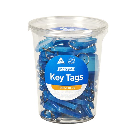 Kevron ID5 Key Tags – Blue, Disposable Tub of 50