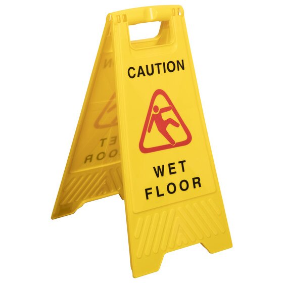 CLEANLINK Safety Sign Wet Floor Yellow – A-Frame, 62cm Tall