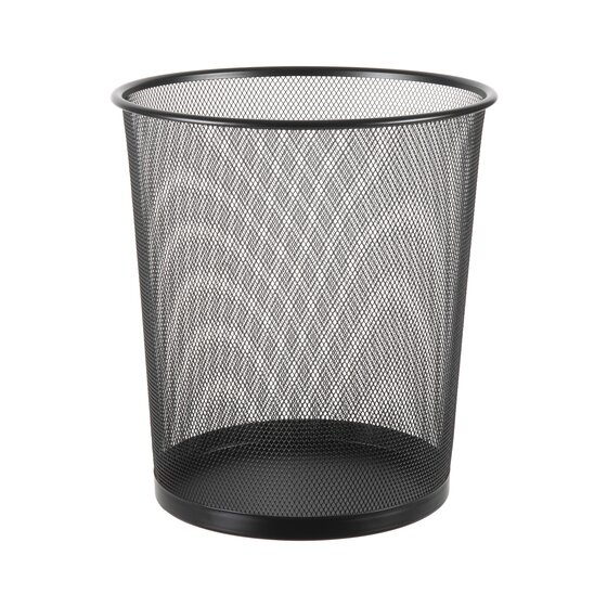 ESSELTE Mesh Bin 10L Black – Steel Desk Waste Bin for Office or Home