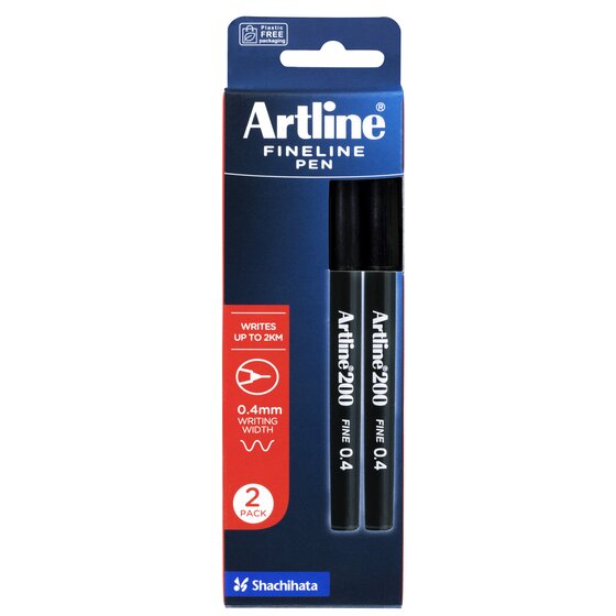 Artline 200 Fineliner Pen 0.4mm Black – 2 Pack