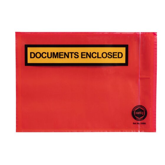 Marbig Professional Packaging Envelope – Documents Enclosed, Red, 165 x 115 mm, Box of 1000