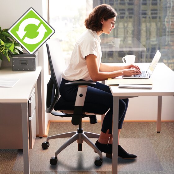 Marbig Chairmat Carp Enviromat 90x120cm Rectangular – Recyclable A-PET, Low Pile Carpet Protection