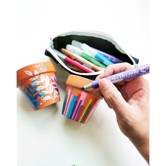 Artline Decorite Metallic Brush Marker – Pack of 8 Assorted | Opaque Ink for Glass, Metal, Plastic & Card