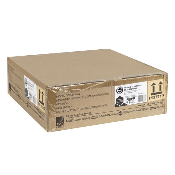 MARBIG Professional Hand Strapping – 12mm x 1000m, 0.6mm, Dispenser Box