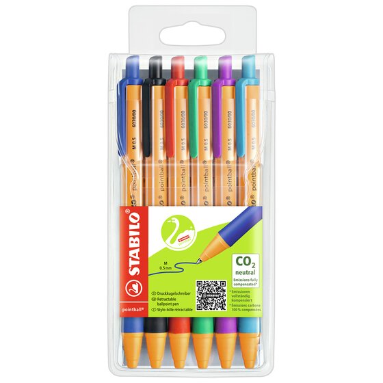 STABILO Pointball Ballpoint Pen – Assorted Colours | Smooth Writing, CO2 Neutral