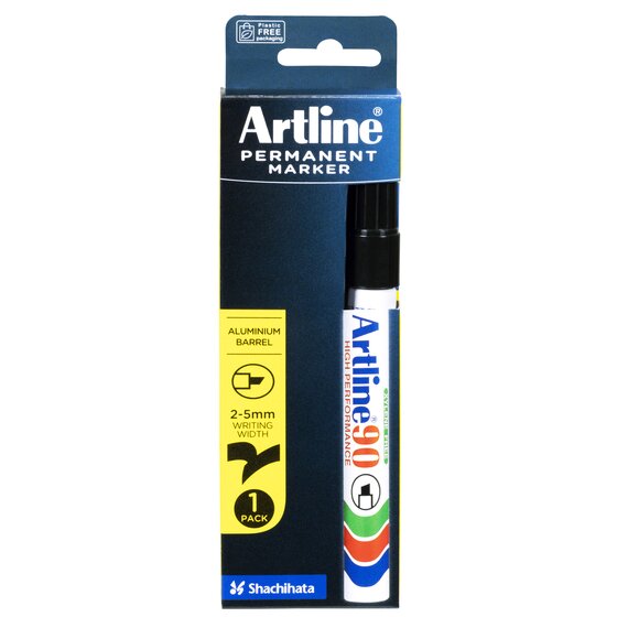Artline 90 Permanent Marker – 5 mm Chisel Nib, Black HS
