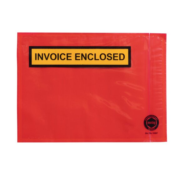 Marbig Professional Packaging Envelope – Invoice Enclosed, Red, A6 175 x 125 mm, Box of 1000