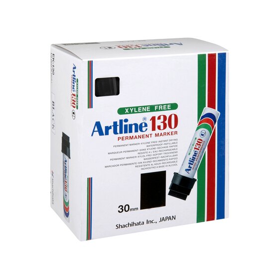 Artline 130 Permanent Marker – 30mm Wedge Nib, Black