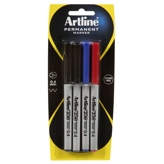 Artline 250 Permanent Marker – Assorted Colours, Very Fine Nib