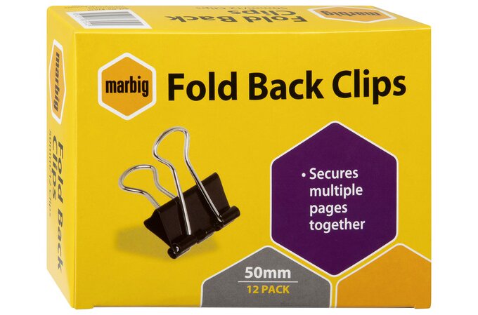 MARBIG FOLD BACK CLIPS 50MM BOX 12 | CLIPS | ACCO Partner