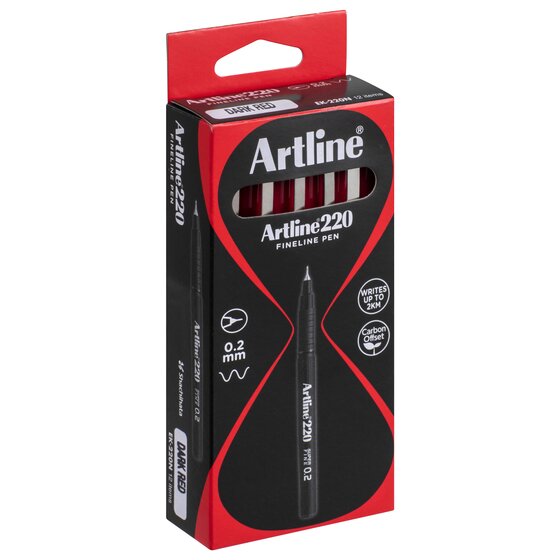 Artline 220 Fineliner Pen 0.2mm – Dark Red