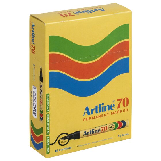 Artline 70 Permanent Marker – 1.5mm Bullet Nib, Assorted Colours